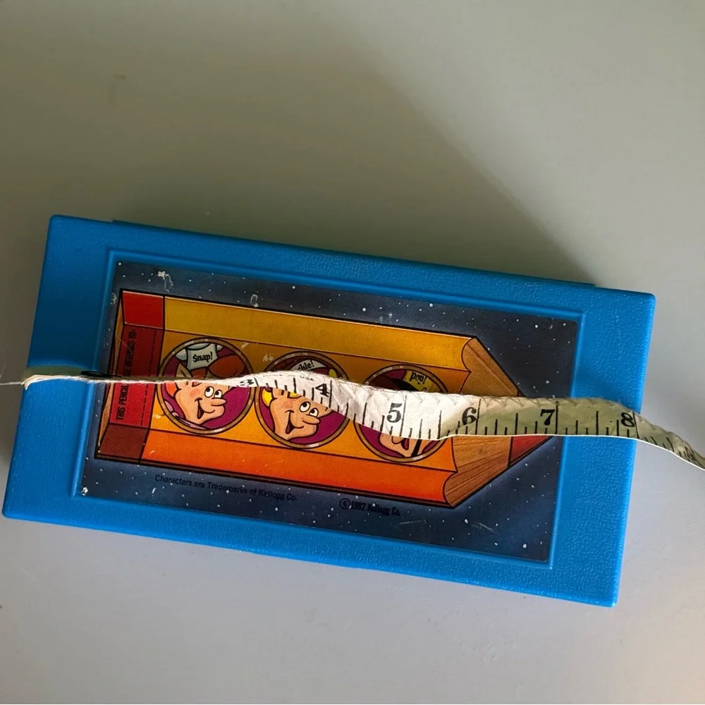 Vintage 1982 Kelloggs Rice Krispies Blue Pencil Case Box Snap Crackle Pop